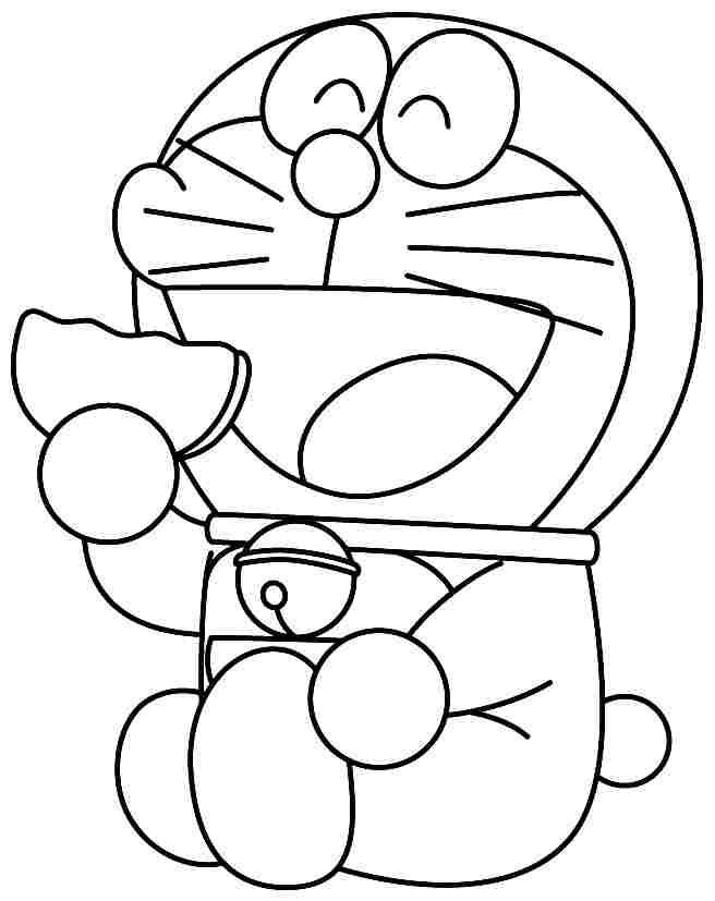 Dibujo de Doraemon Comiendo Donut para Colorear