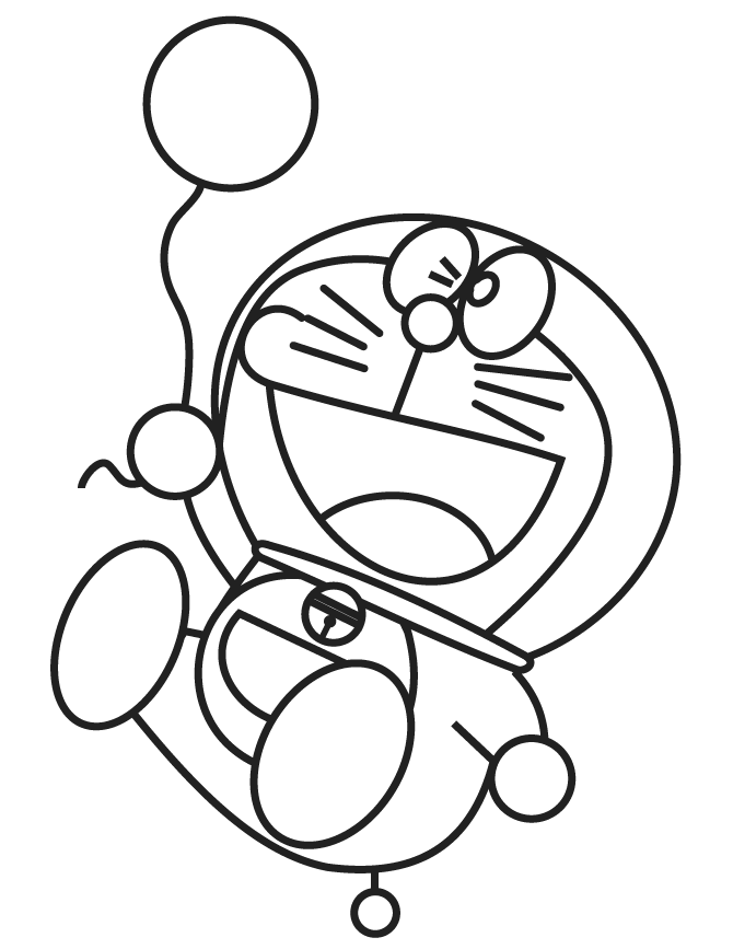 Dibujo de Doraemon con un Globo para Colorear