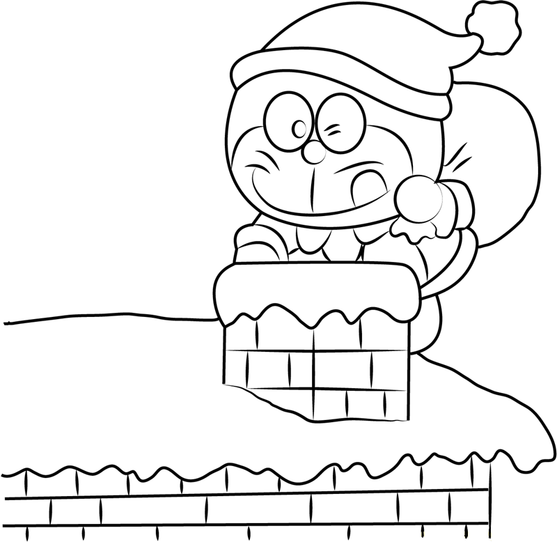 Dibujo de Doraemon en Navidad para Colorear