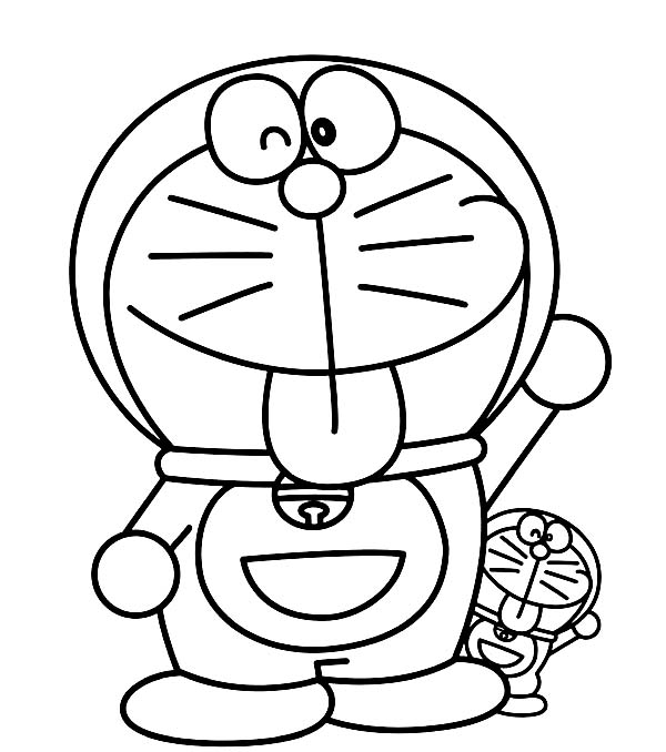 Dibujo de Doraemon Grande y pequeño para Colorear