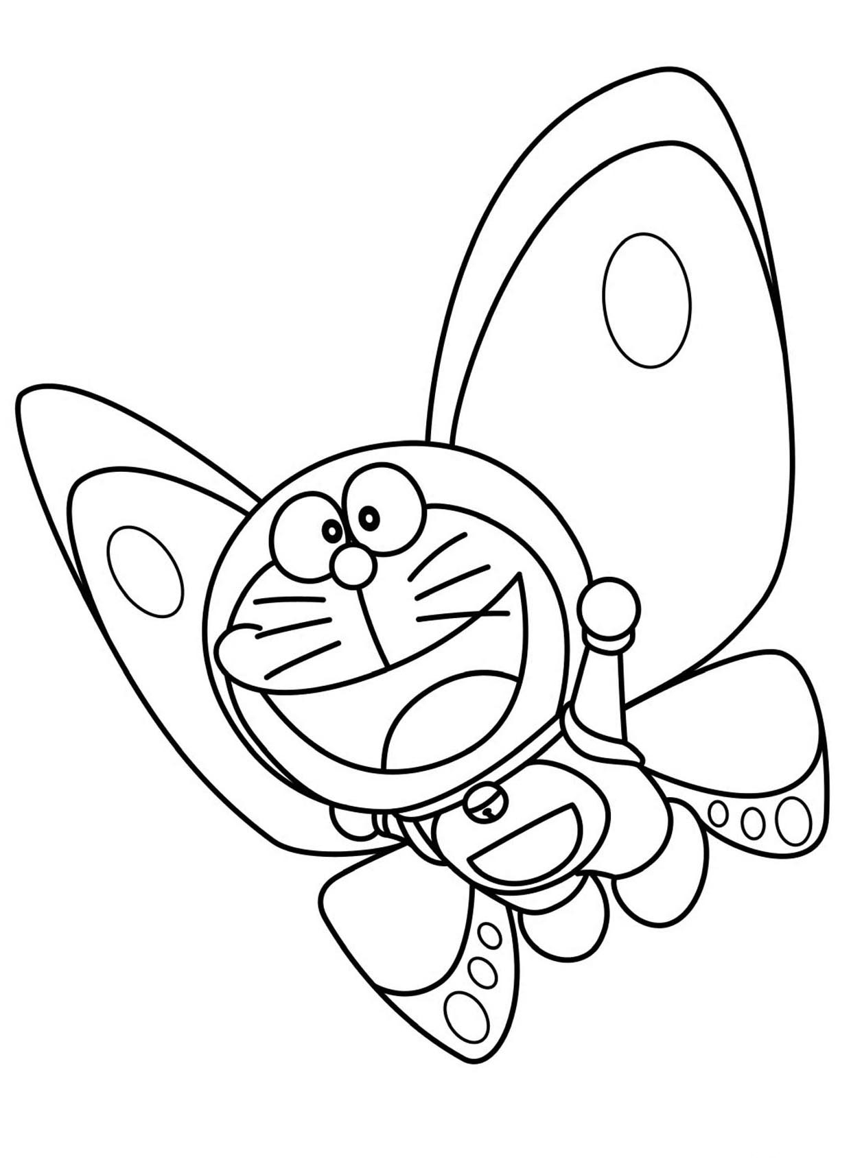 Dibujo de Doraemon la Mariposa para Colorear