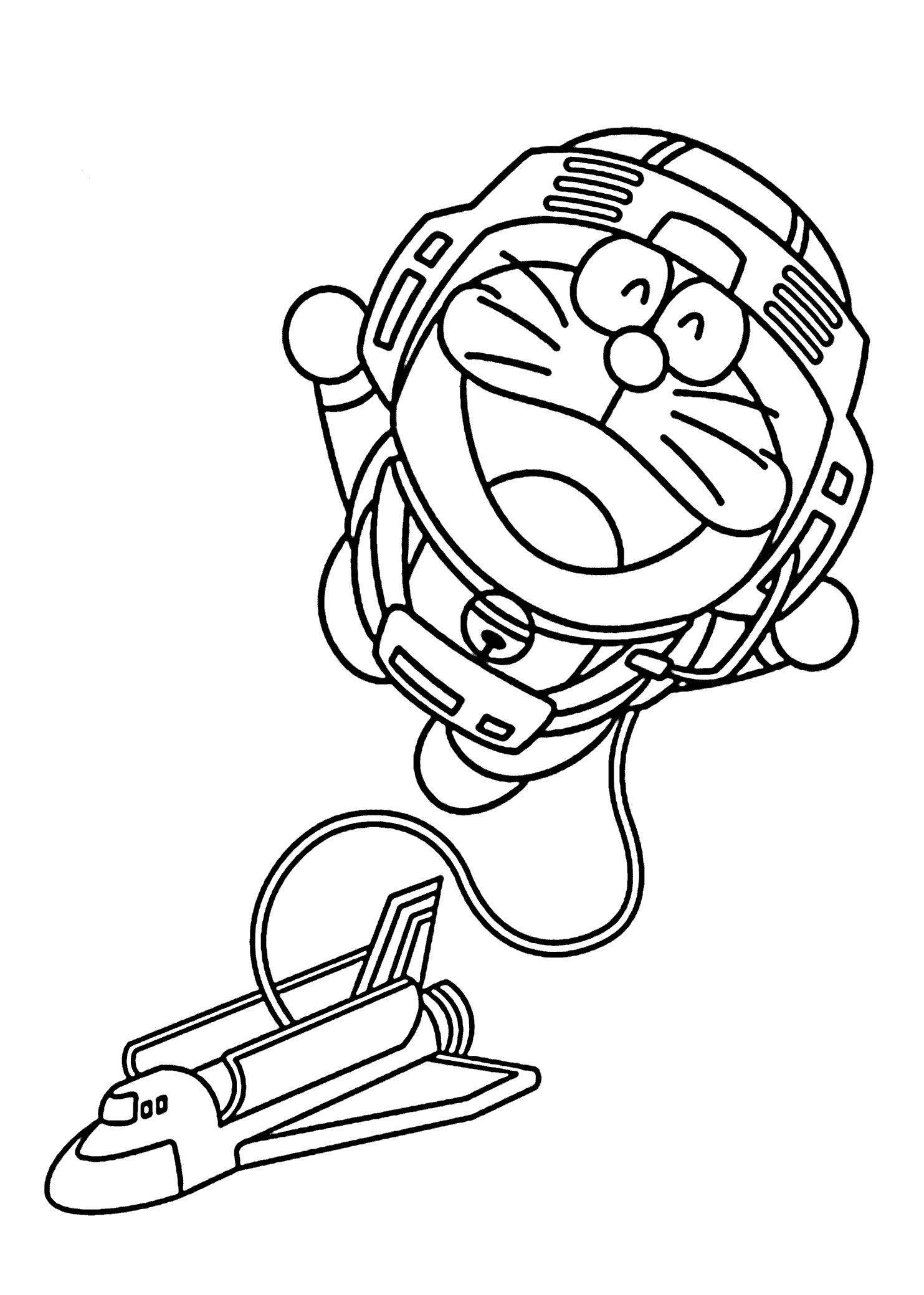Dibujo de Doraemon y Nave Espacial para Colorear