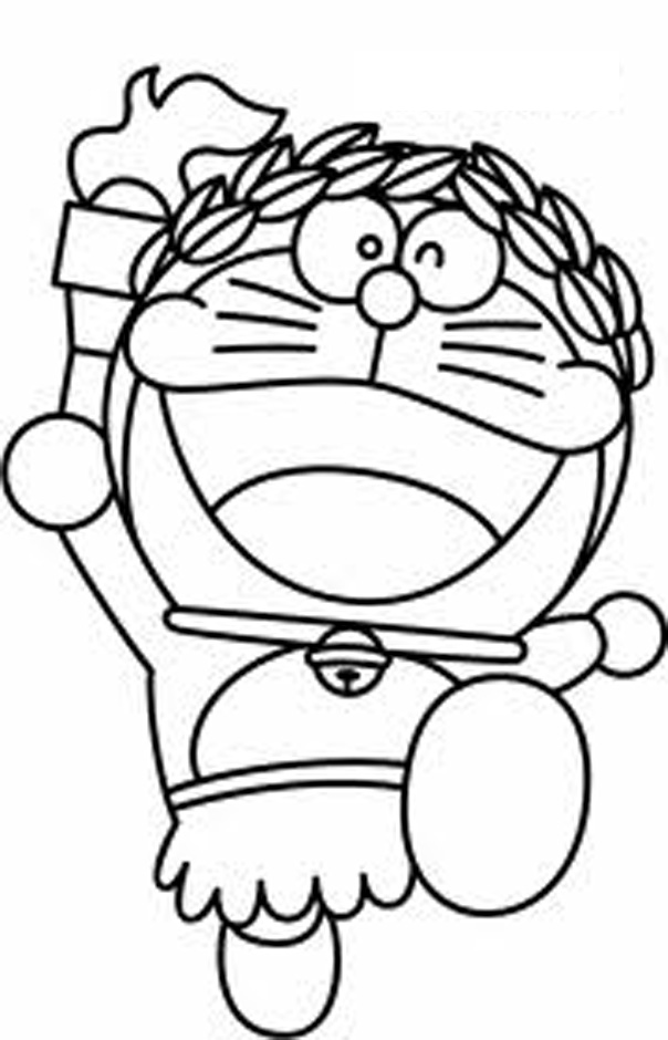 Dibujo de Doraemon y Olimpico para Colorear