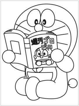 Dibujo de Libro de Lectura de Doraemon para Colorear
