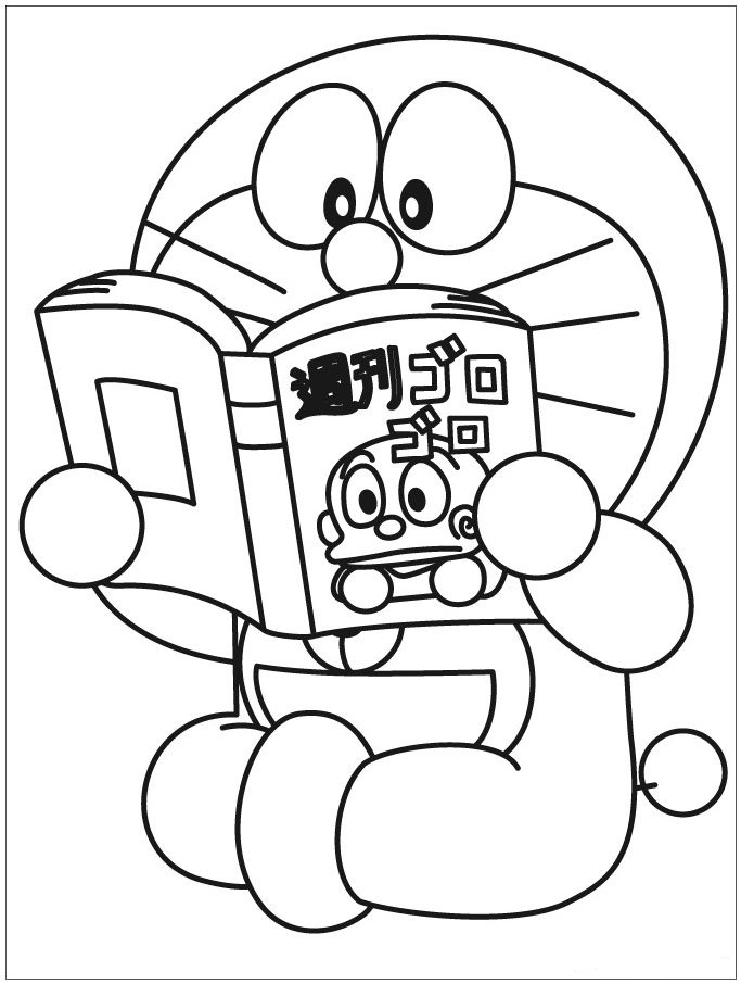 Dibujo de Libro de Lectura de Doraemon para Colorear