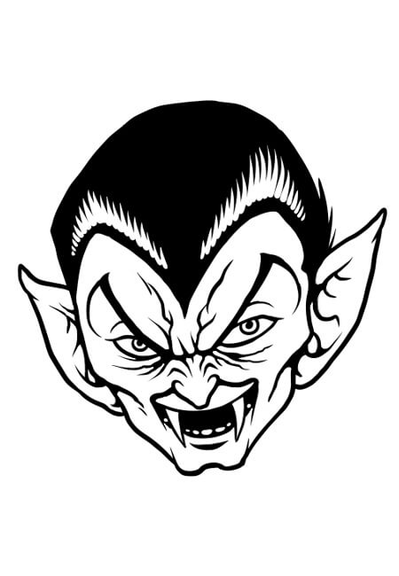 Dibujo de Cabeza Drcula Espeluznante para Colorear