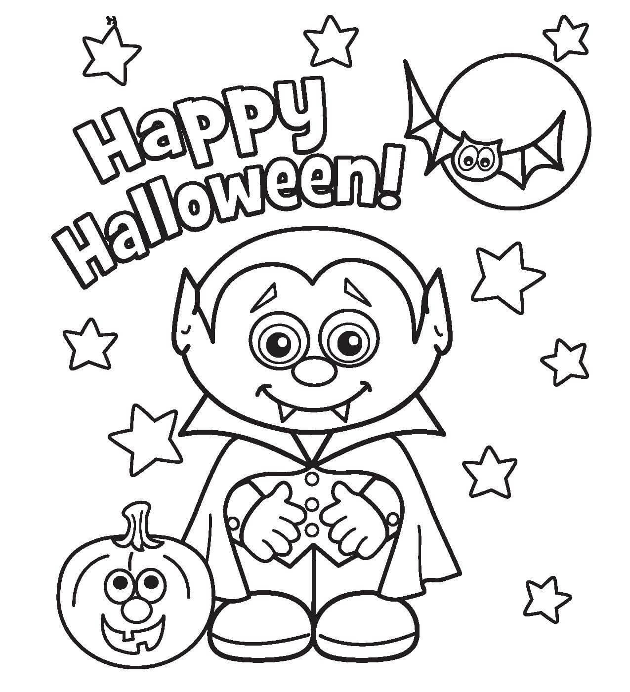 Dibujo de Drcula Feliz Halloween para Colorear