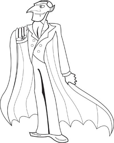 Dibujo de Drcula en Halloween para Colorear