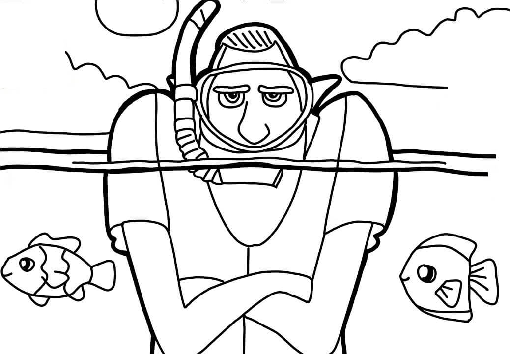 Dibujo de Drcula Va a Bucear para Colorear