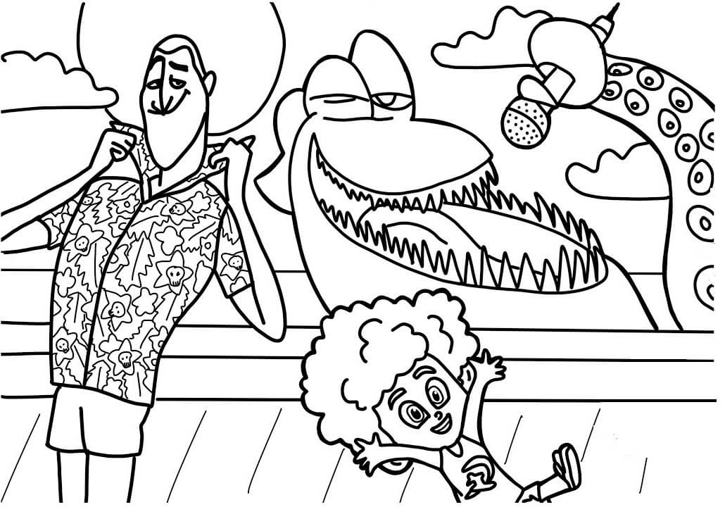 Dibujo de Drcula y Monstruo Cantante para Colorear