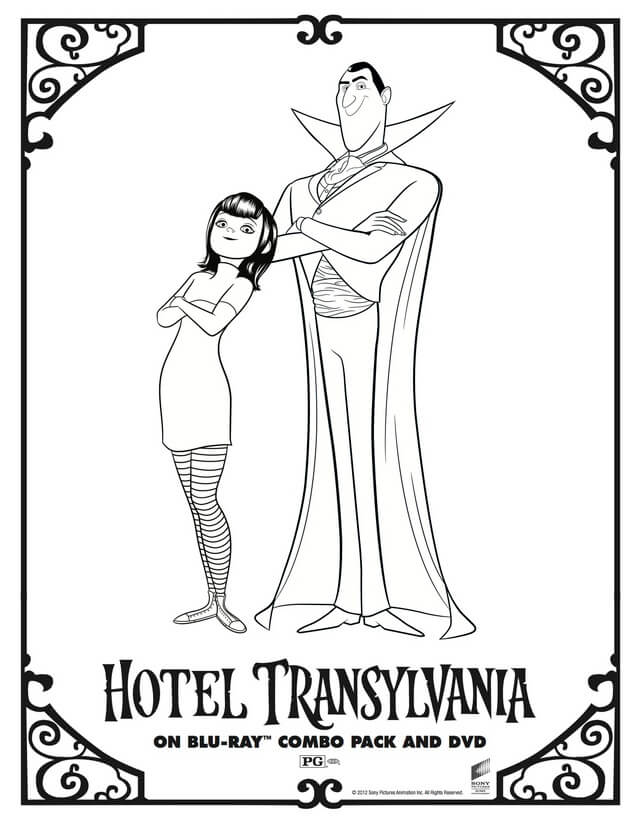 Dibujo de Mavis y Dracula para Colorear