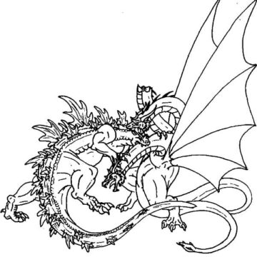 Dibujo de Godzilla Vs dragón para Colorear