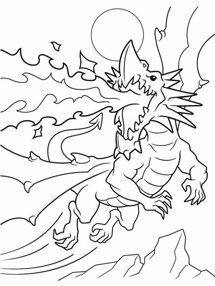 Dibujo de Ataque de dragón para Colorear