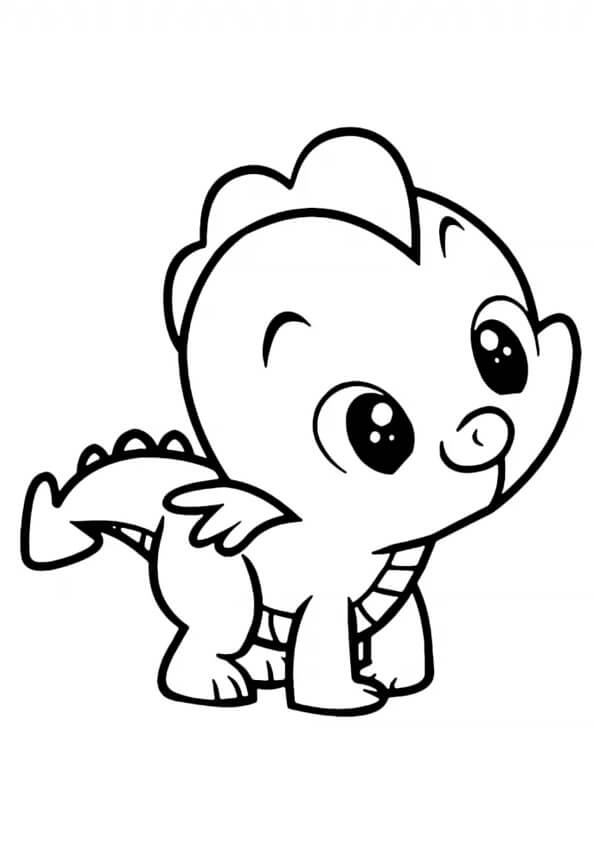 Dibujo de Bebé dragón Kawaii para Colorear