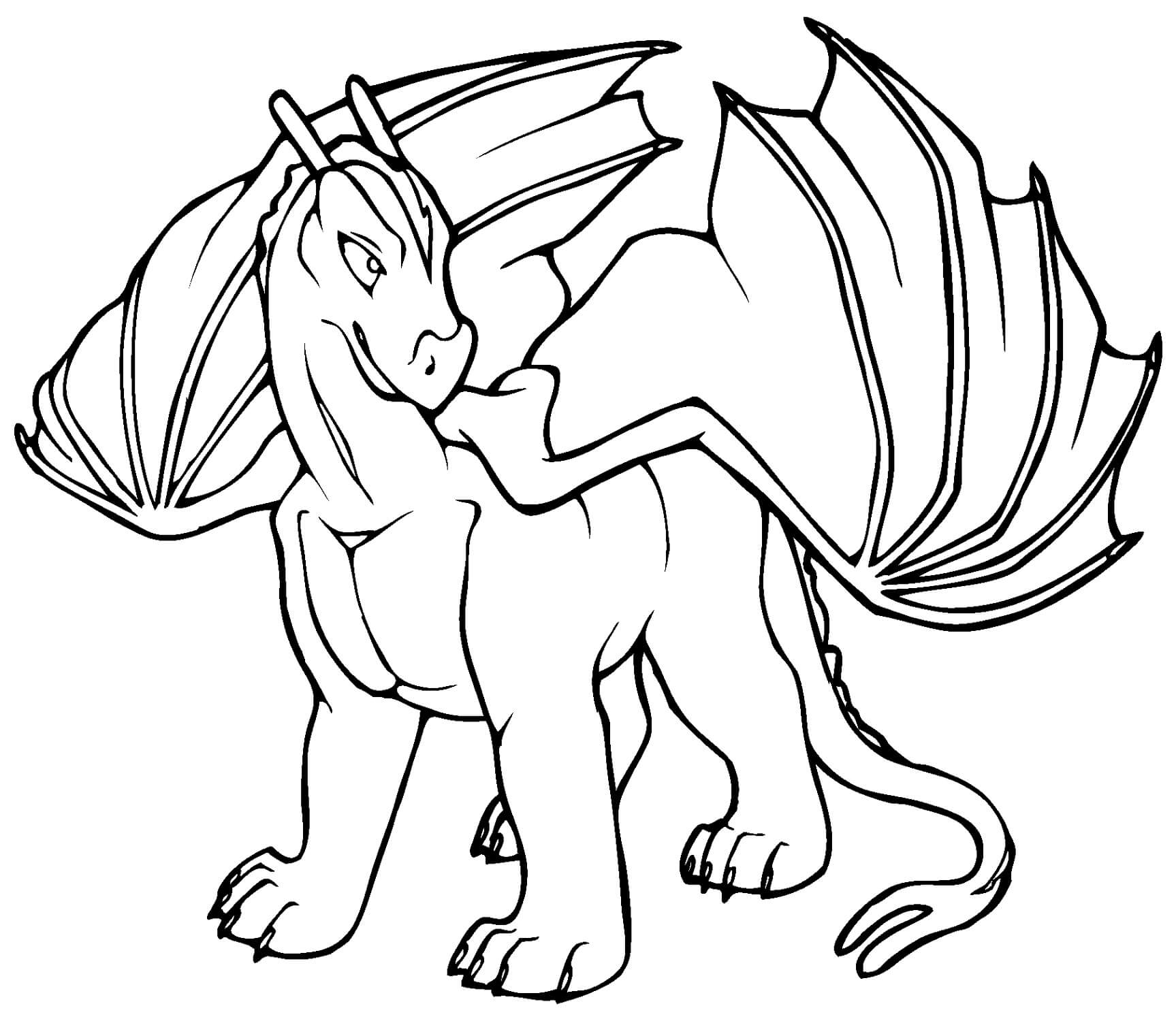 Dibujo de Bonito dragón para Colorear