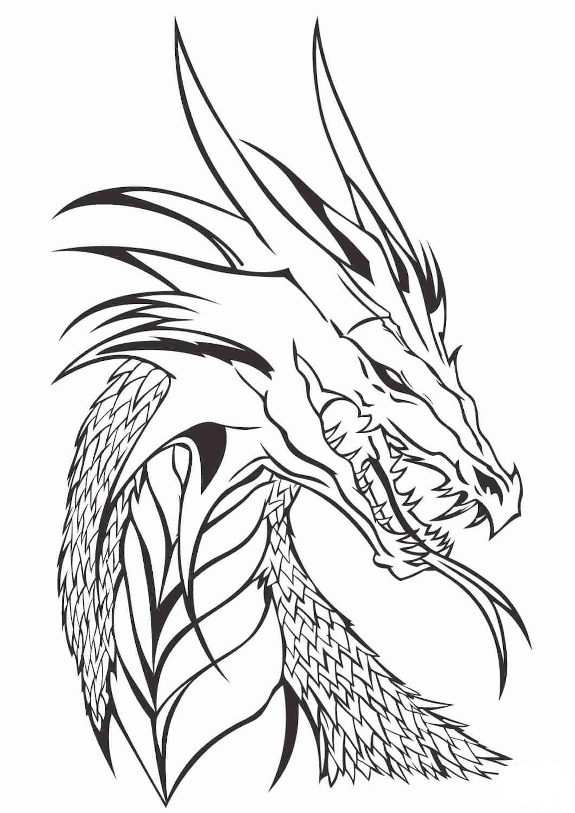 Dibujo de Cabeza de dragón para Colorear
