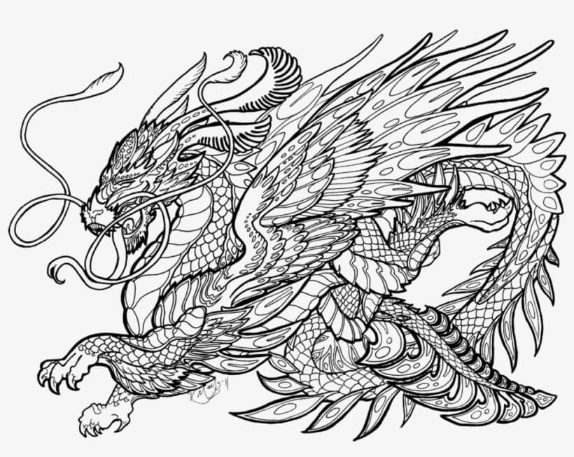 Dibujo de Dragón Complicado para Colorear