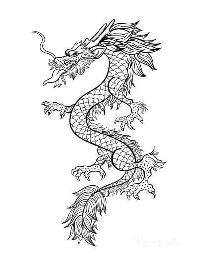 Dibujo de Dragón de China Volando para Colorear