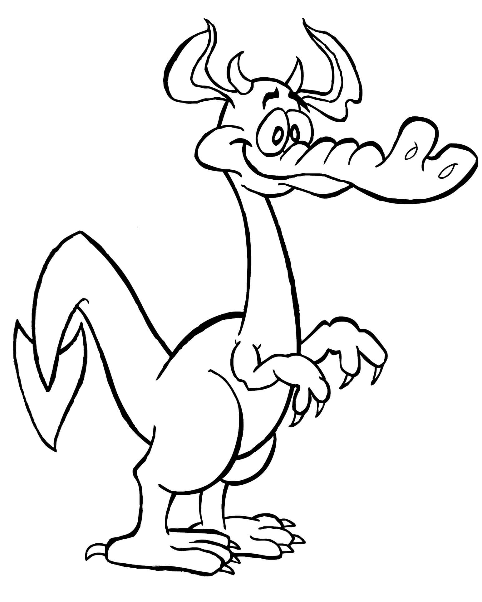 Dibujo de Dragón de Dibujos Animados Divertido para Colorear