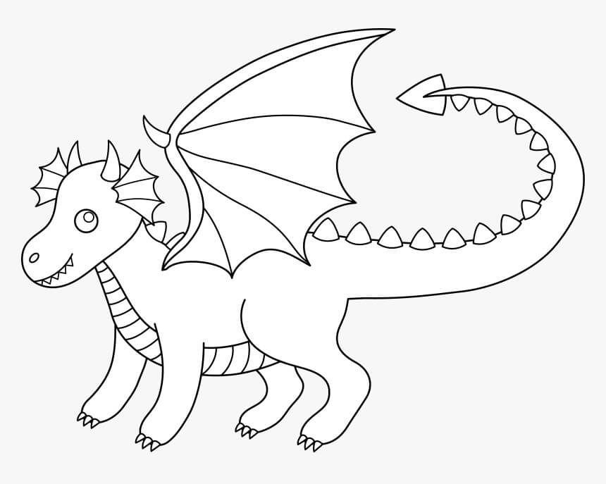 Dibujo de Dragón de Dibujos Animados Lindo para Colorear