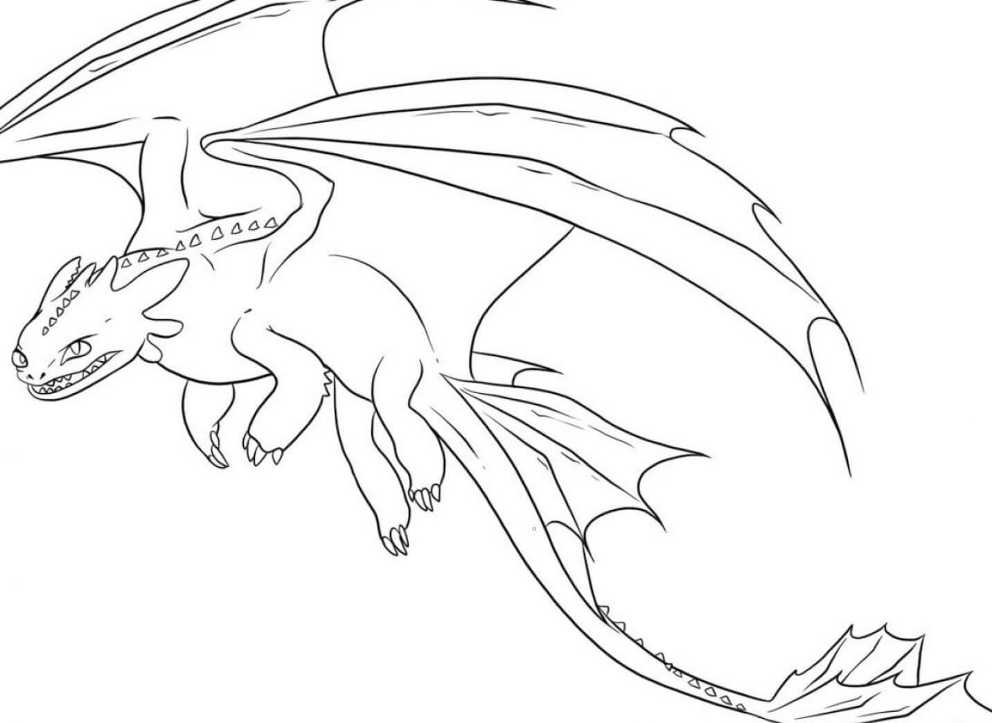 Dibujo de Dragón de Dibujos Animados Volando para Colorear