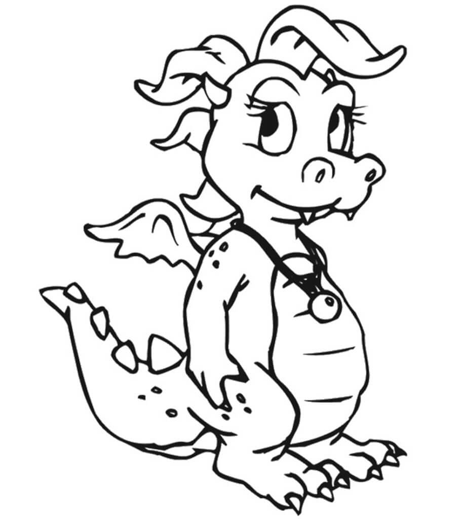 Dibujo de Dragón de Pie para Colorear