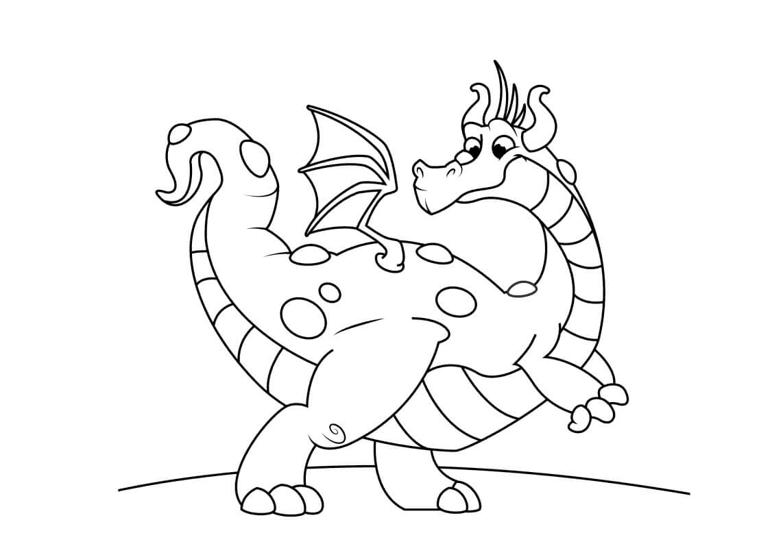 Dibujo de Dragón Divertido para Colorear