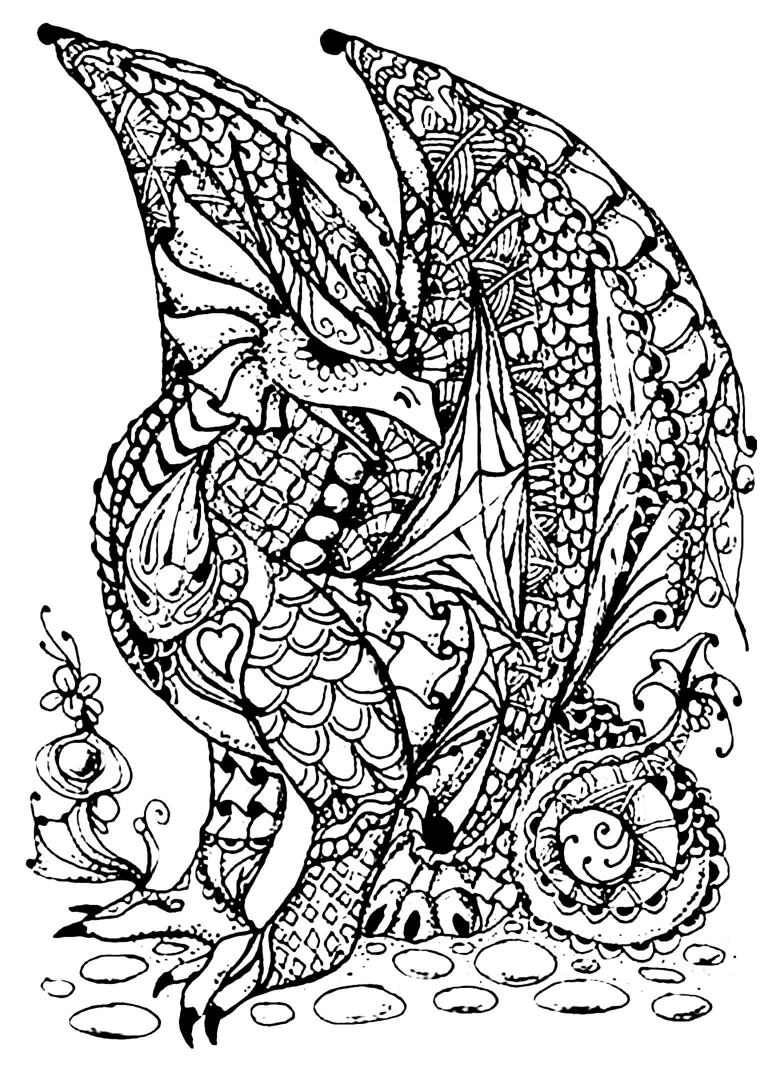 Dibujo de Dragón Duro para Colorear