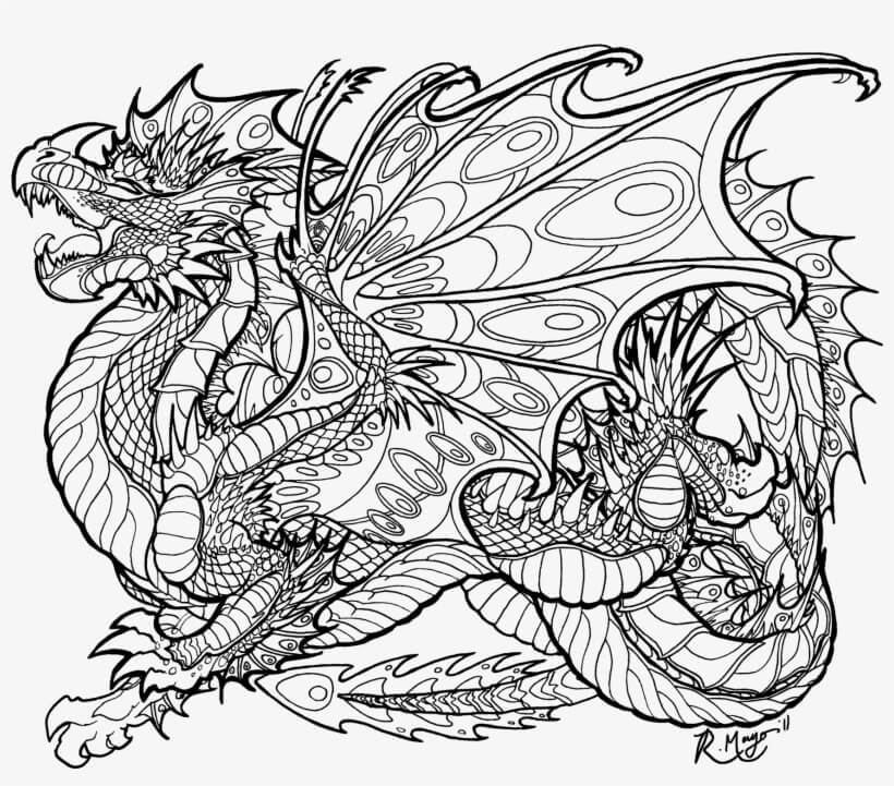 Dibujo de Dragón Es para Adultos para Colorear