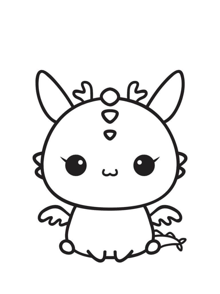 Dibujo de Dragón Kawaii para Colorear