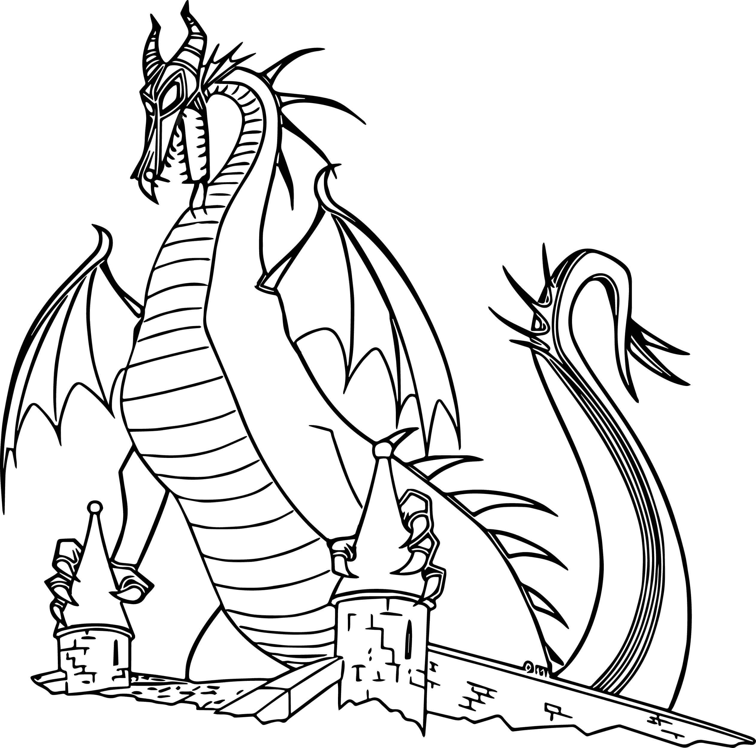 Dibujo de Dragón Monstruo para Colorear