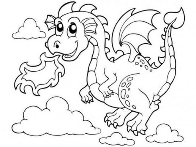 Dibujo de Dragón Que Escupe Fuego para Colorear