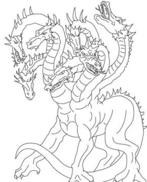 Dibujo de Dragón Siete Cabezas para Colorear