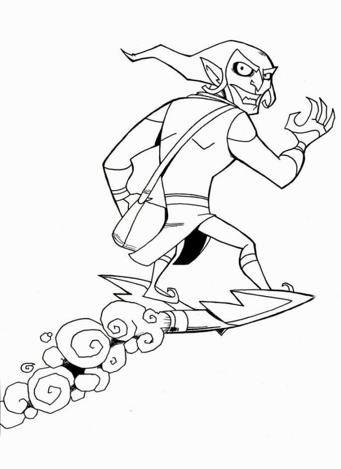Dibujo de Duende Verde Volando para Colorear