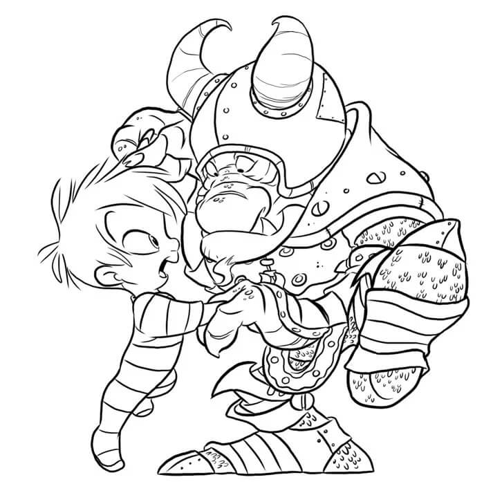 Dibujo de Duende de Dibujos Animados con niño para Colorear
