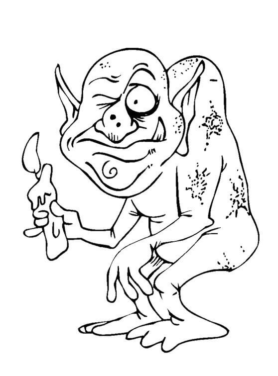 Dibujo de Duende Sosteniendo una Vela para Colorear