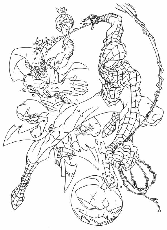 Dibujo de Spider Man Vs Duende Verde para Colorear