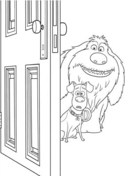 Dibujo de Duke y Max Abren una Puerta para Colorear