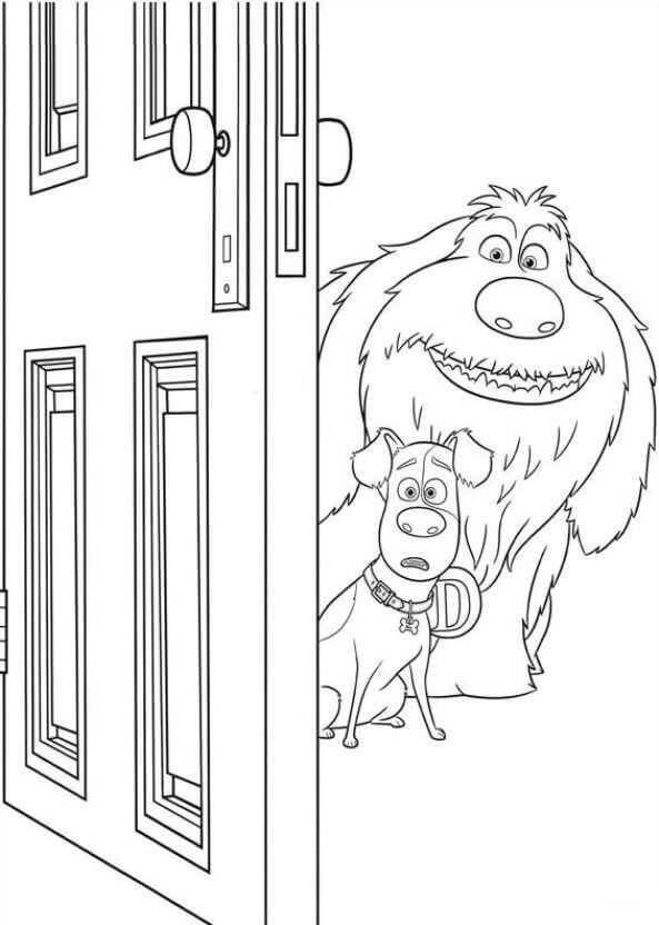 Dibujo de Duke y Max Abren una Puerta para Colorear