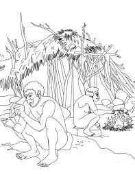 Dibujo de Dos Hombres de la Edad de Piedra para Colorear