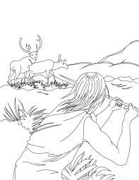 Dibujo de Homo Sapiens Cazando con Hlice para Colorear