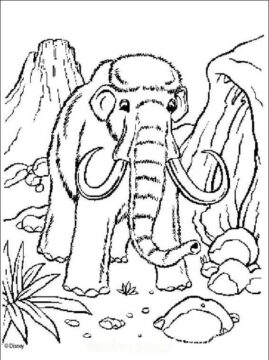 Dibujo de Mamut Caminando para Colorear
