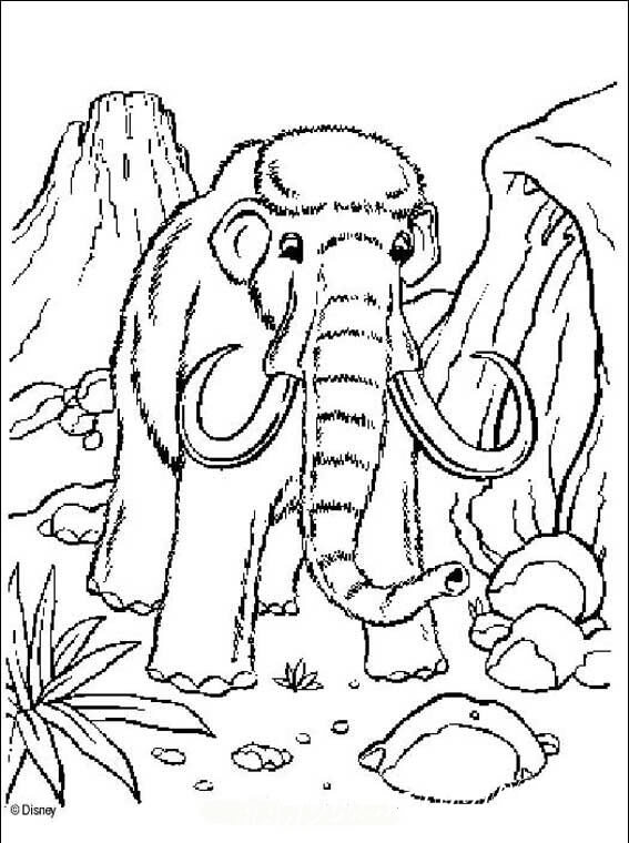 Dibujo de Mamut Caminando para Colorear