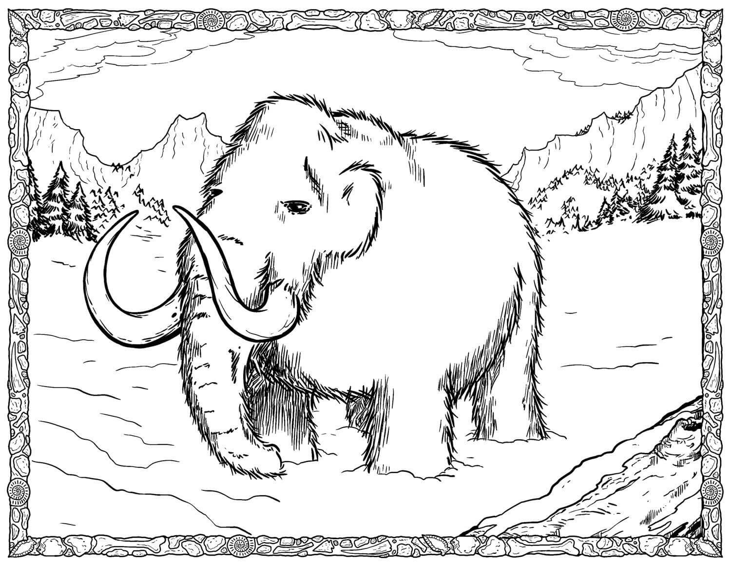Dibujo de Mamut Lanudo para Colorear