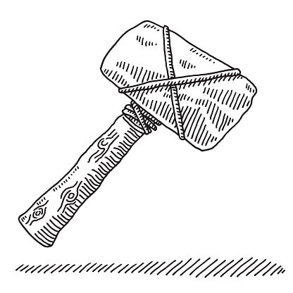 Dibujo de Martillo de Herramientas de la Edad de Piedra para Colorear