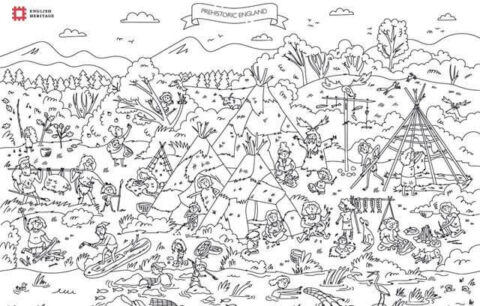 Dibujo de Sociedad Primitiva para Colorear