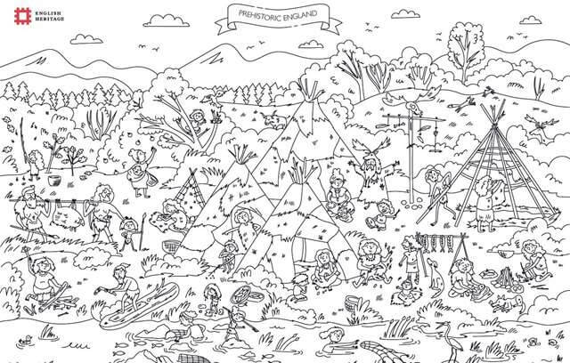 Dibujo de Sociedad Primitiva para Colorear