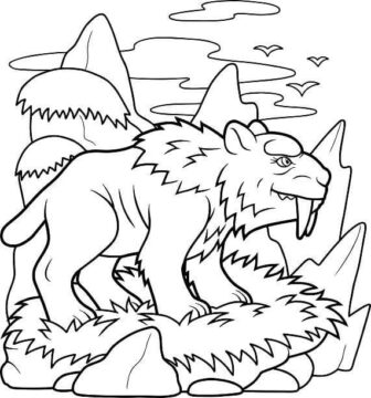 Dibujo de Tigre de la Edad de Piedra para Colorear