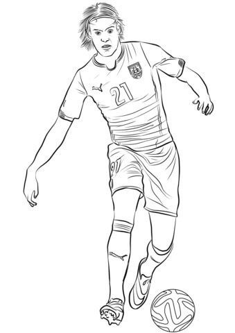 Dibujo de Edinson Cavani Pateando la Pelota para Colorear
