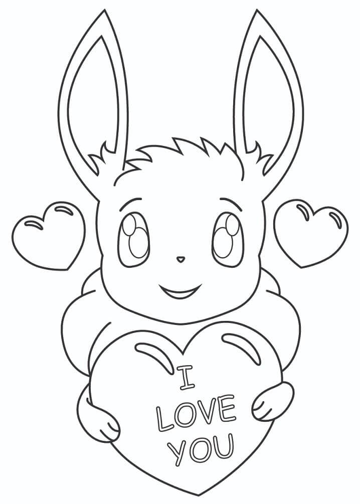 Dibujo de Eevee con Corazn para Colorear